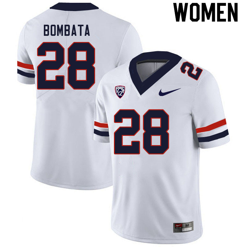 Women #28 Nazar Bombata Arizona Wildcats College Football Jerseys Sale-White